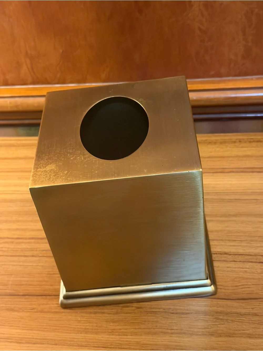 Vintage Matte Brass Square Tissue Box Cover Cube Hollywood Regency Vanity 6x6